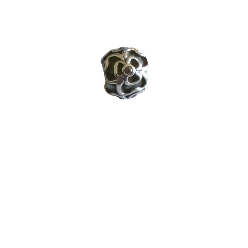 Pandora flower with pink stones charm, 925 silver, EUC